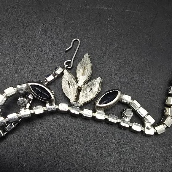 Blue Rhinestone Necklace Aurora Borealis Vintage Glam Jewelry - Picture 5 of 9